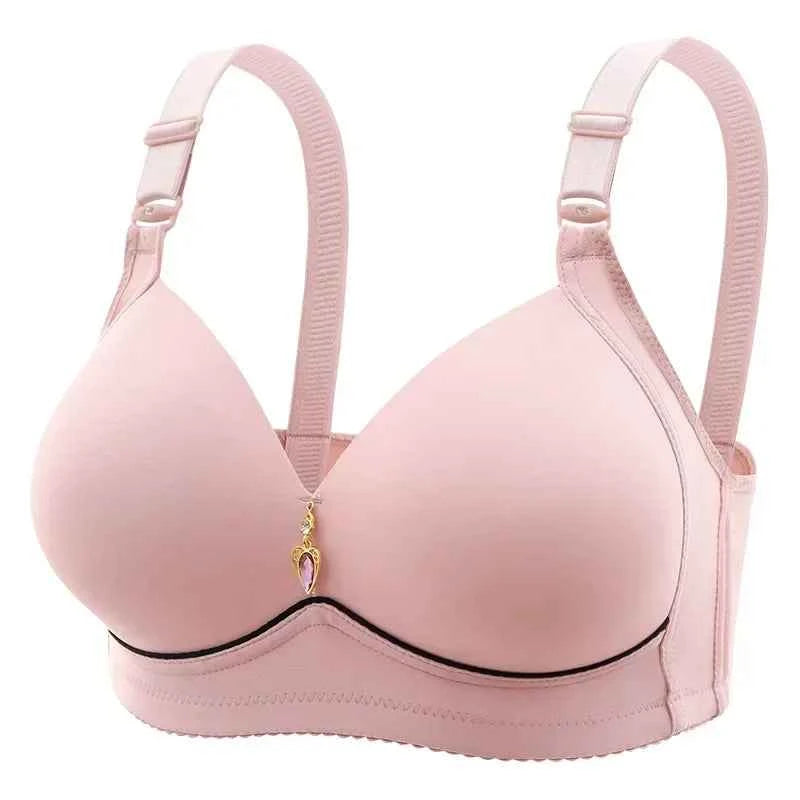 Mom Brassiere Breathable Non-Magnetic Bra for Obese Women - Thin Cup Glossy Wireless Gathered Ladies Underwear - Urban Heaven Co