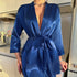 Womens Silk Robe - V-Neck Sexy Short Satin Kimono with Belt for Sleepwear and Bridesmaid Dressing Gown - Urban Heaven Co