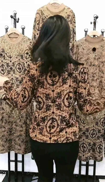 Add Velvet Lace Bottoming Shirt Blouse Women&