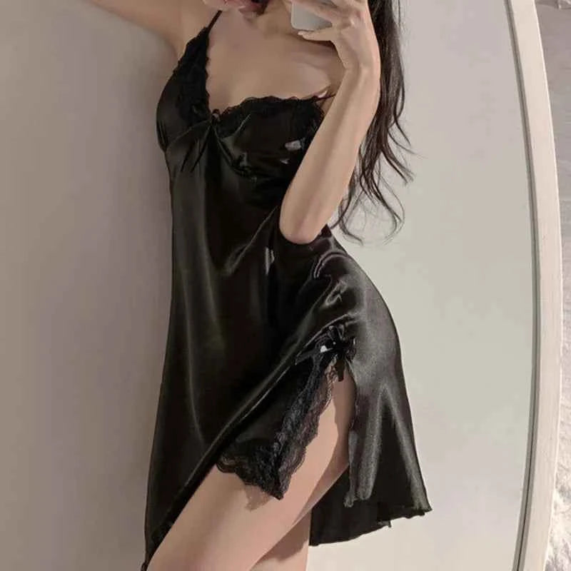 Sexy Lace V-neck Women Suspenders Nightdresses Sleepwear Female Sleeveless Nightwear Sleep Nightdress For Ladies - Urban Heaven Co