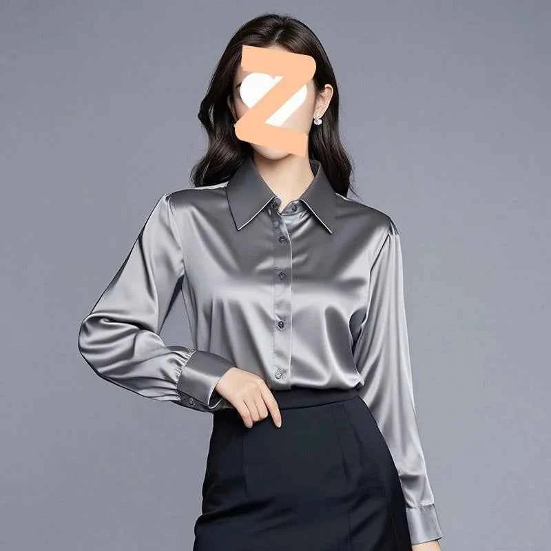 Elegant Purple Silk Blend Long Sleeve Women&