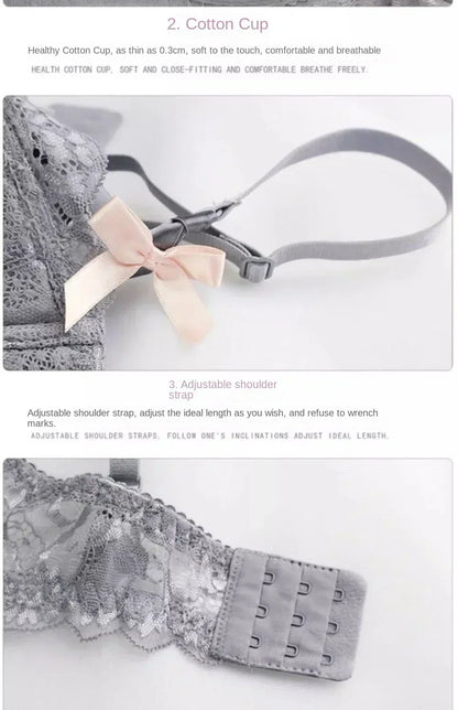 MOYISU French Romantic Lace Comfortable Breathable Sexy Tushy Slim Bra - Urban Heaven Co