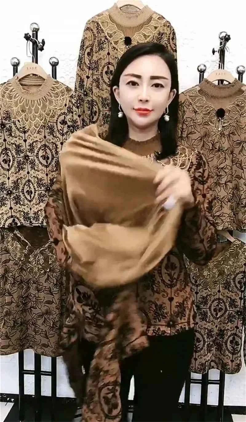 Add Velvet Lace Bottoming Shirt Blouse Women&