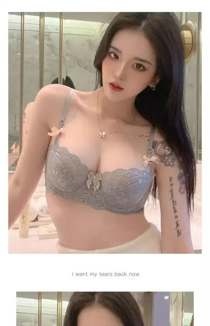 MOYISU French Romantic Lace Comfortable Breathable Sexy Tushy Slim Bra - Urban Heaven Co