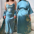 Large Size Female 2Pcs Robe Set Nightgown Print Cherry Long Kimono Bathrobe Gown Sleepwear. - Urban Heaven Co