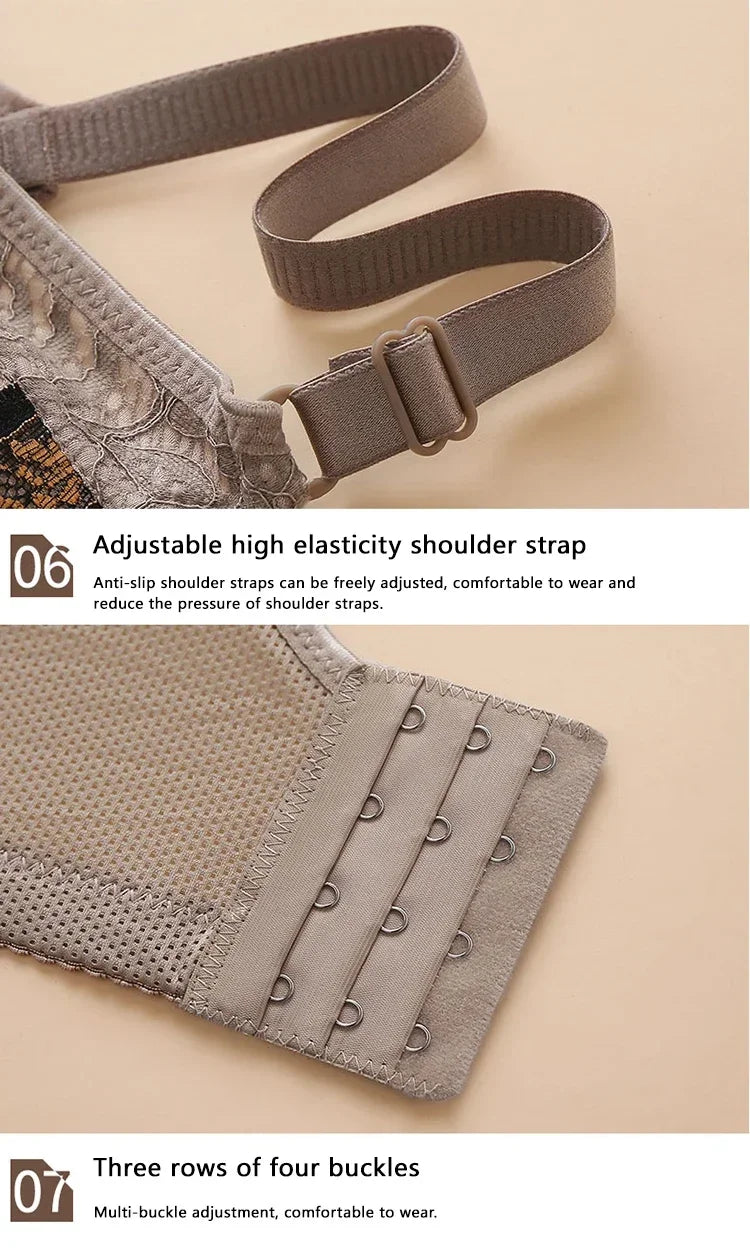 Women Adjustable Lace Bra V-neck Non Steel Ring Anti Sagging Comfortable Sexy Lingerie - Urban Heaven Co