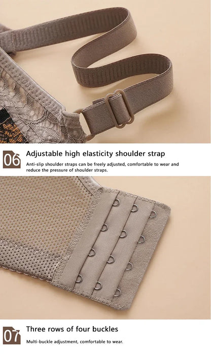 Women Adjustable Lace Bra V-neck Non Steel Ring Anti Sagging Comfortable Sexy Lingerie - Urban Heaven Co