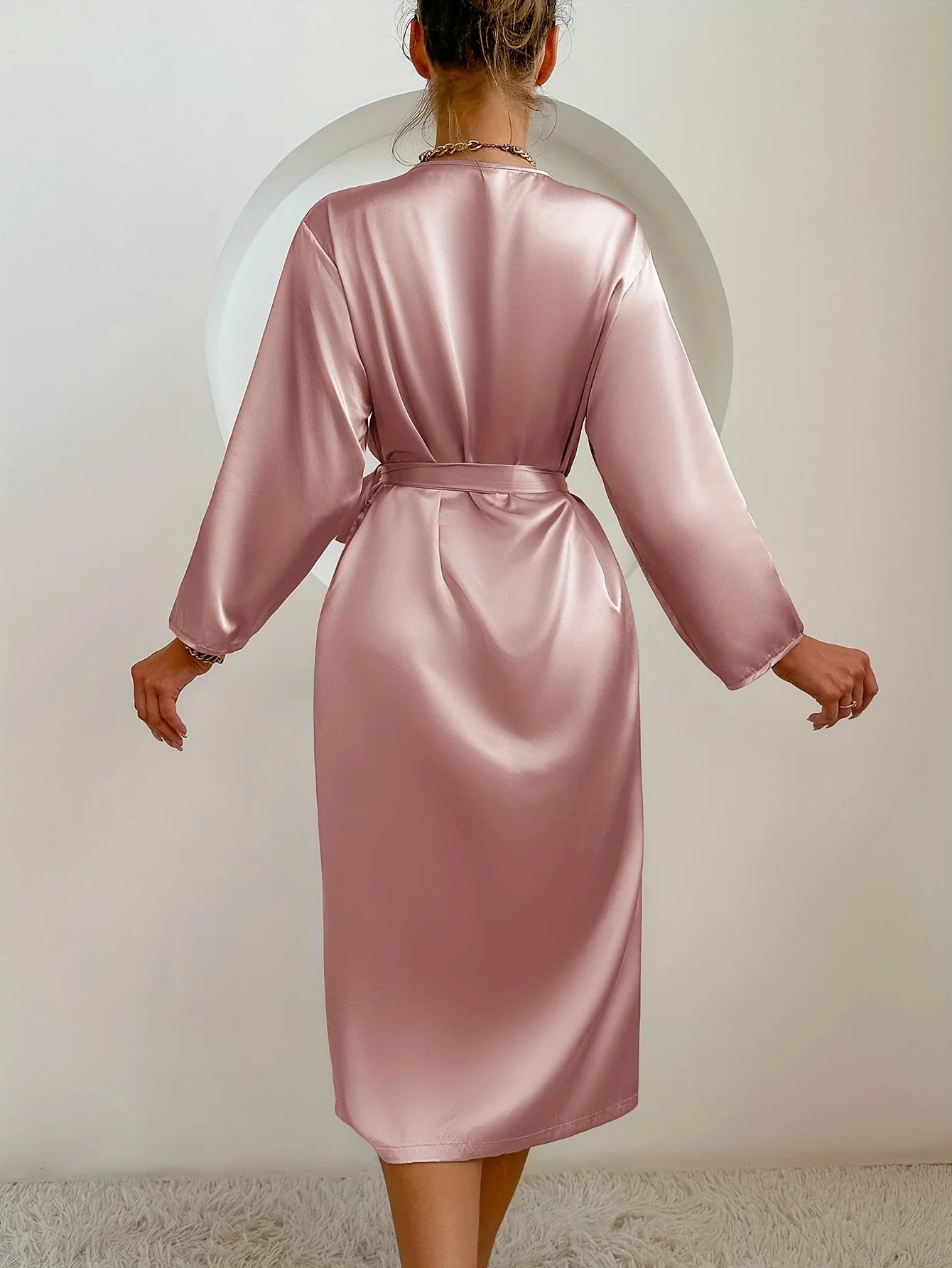 Womens Satin Robe - Elegant Belted Silky Comfort Bathrobe Loungewear - Urban Heaven Co