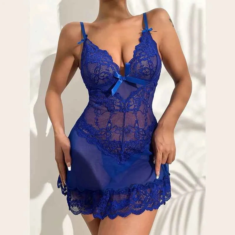 Women Sexy Exotic Erotic Costume Underwear Lace Doll Dress Erotic Underwear Open Bra Mesh Transparent Pajamas Sexy Clothing - Urban Heaven Co