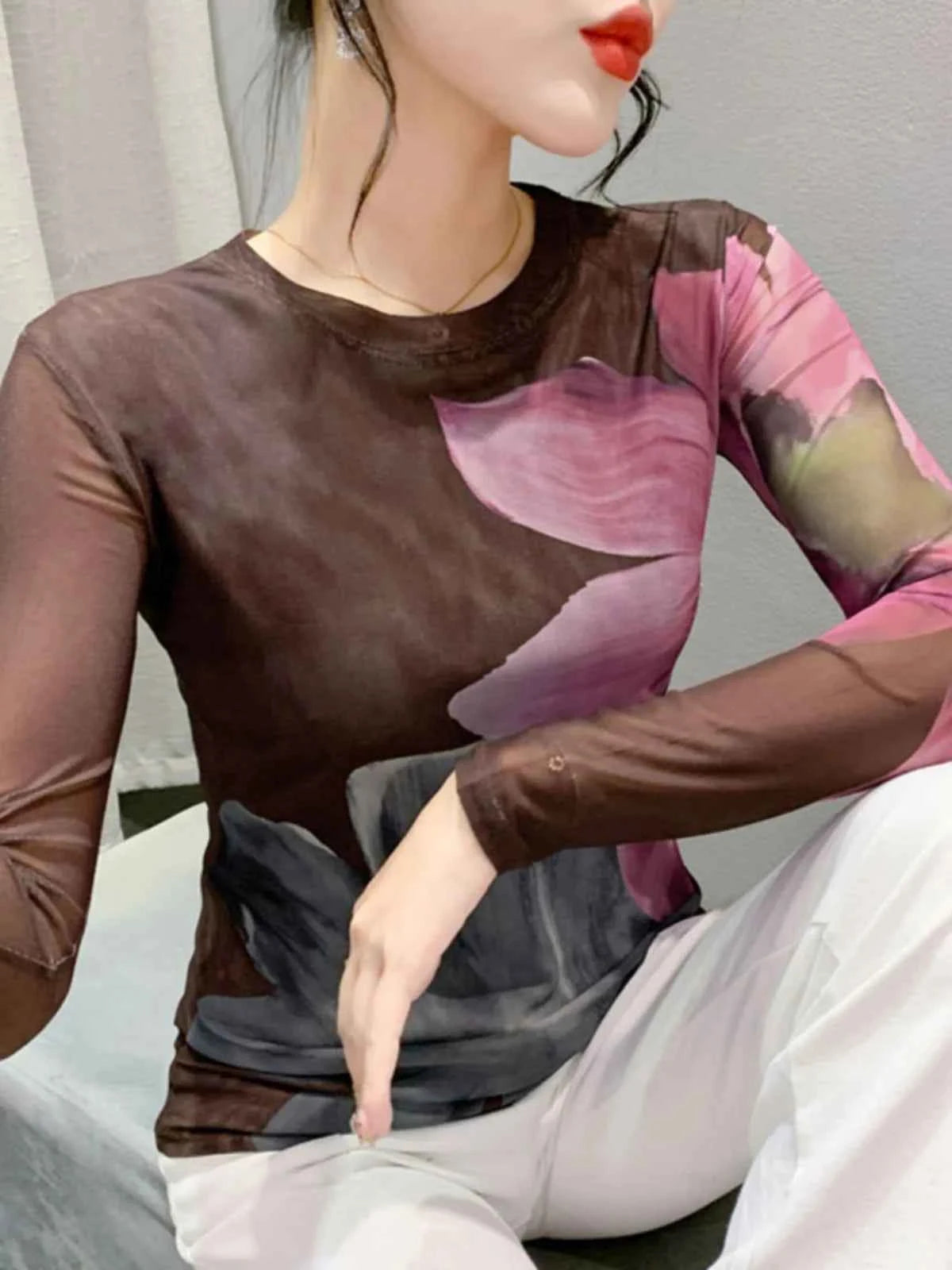 S-4XL Autumn Winter Double-Layer Mesh T-shirt Female. - Urban Heaven Co