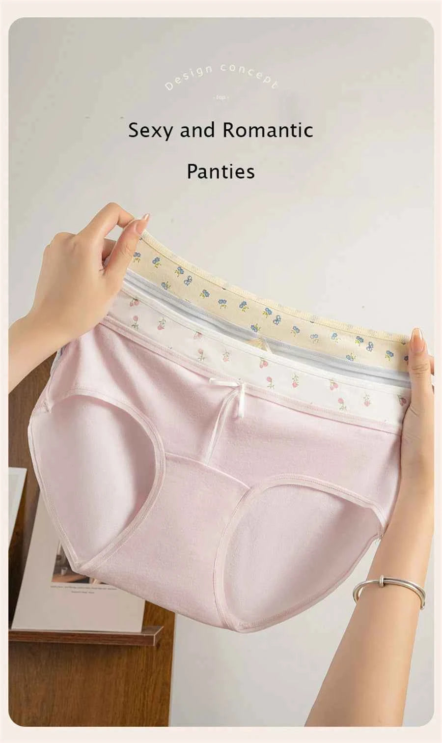 3 Pcs Set Autumn Lace Panties Set for Women - Floral Intimate Underwear - Trendy Patchwork Lace Briefs - Soft Lingerie for Females - Urban Heaven Co