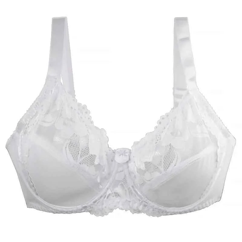New European American Large Size Lace Bra for Women with Adjustable Steel Ring and Gathered Design - Urban Heaven Co