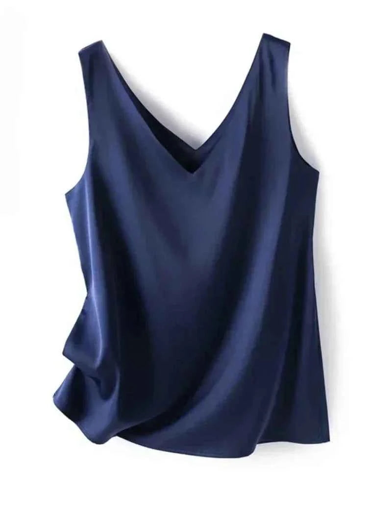 Sexy Strap Crop Top Women Halter V Neck Basic Cami Sleeveless Satin Silk Tube Tank Tops - Urban Heaven Co