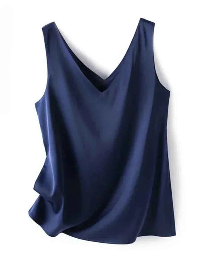 Sexy Strap Crop Top Women Halter V Neck Basic Cami Sleeveless Satin Silk Tube Tank Tops - Urban Heaven Co