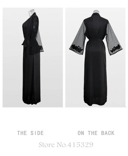 Wedding Bride Robe Set Women Bridal Lace Nightgown Long Kimono Bath Gown Intimate Lingerie - Urban Heaven Co