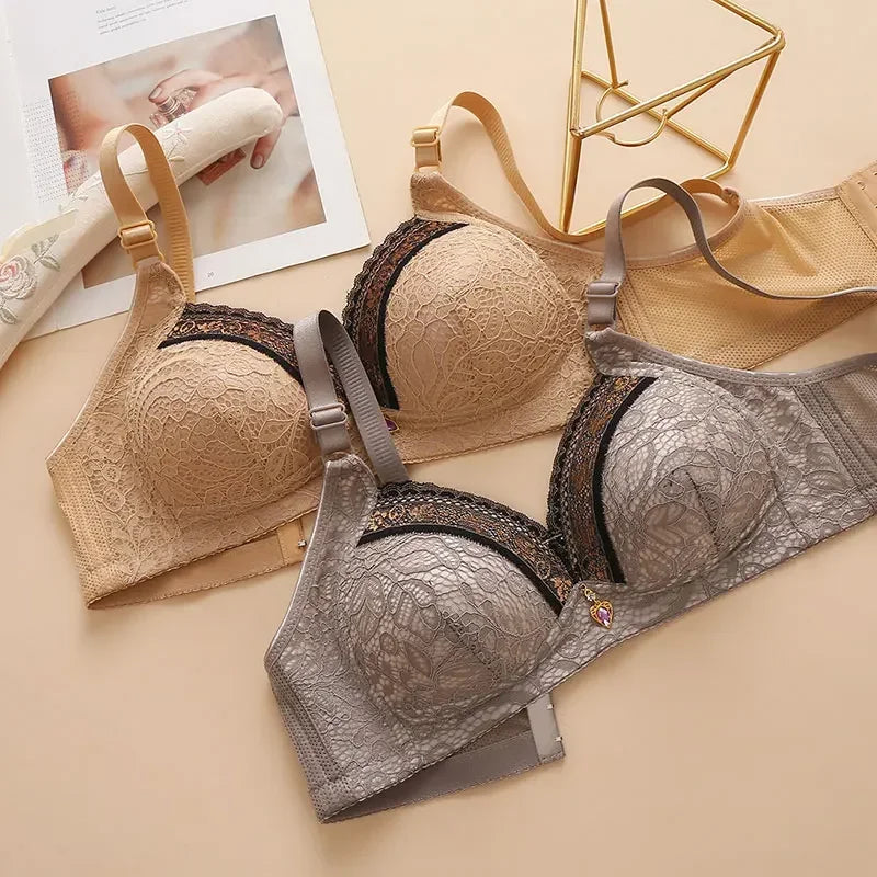 Women Adjustable Lace Bra V-neck Non Steel Ring Anti Sagging Comfortable Sexy Lingerie - Urban Heaven Co