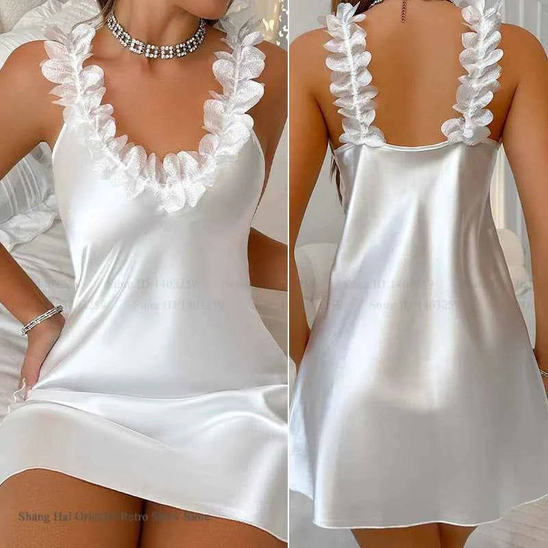 Sexy Female Twinset Robe Set Nightgown Silk Satin Female Sleepwear - Urban Heaven Co