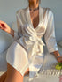 Womens Silk Robe - V-Neck Sexy Short Satin Kimono with Belt for Sleepwear and Bridesmaid Dressing Gown - Urban Heaven Co