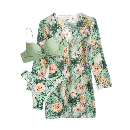 20 Colors Three Piece Bikinis Set Women Sexy Push Up Swimwear Swimsuit Plants. - Urban Heaven Co