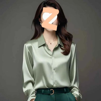 Elegant Purple Silk Blend Long Sleeve Women&