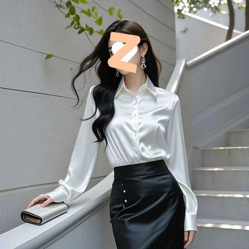 Elegant Purple Silk Blend Long Sleeve Women&