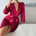 Womens Silk Robe - V-Neck Sexy Short Satin Kimono with Belt for Sleepwear and Bridesmaid Dressing Gown - Urban Heaven Co