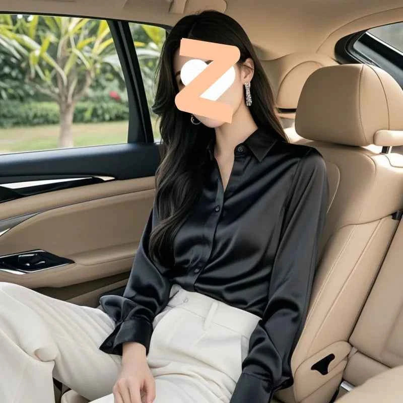 Elegant Purple Silk Blend Long Sleeve Women&