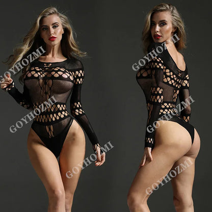 Sexy Women Fishnet Halter Backless Dress Low Cut Tight Pencil Cute Dress Plus Size Mini Dress. - Urban Heaven Co