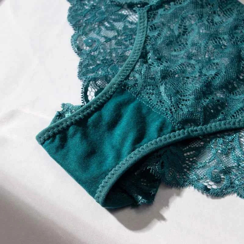 3PCS Lace Panties Set for Women - Sexy Transparent Floral Underwear with Bow and Hollow Out Design, Available in S, M, L, XL - Urban Heaven Co