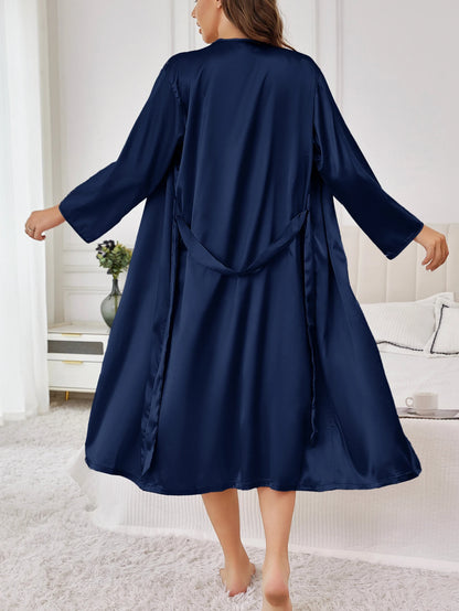 Womens Satin Robe - Elegant Belted Silky Comfort Bathrobe Loungewear - Urban Heaven Co