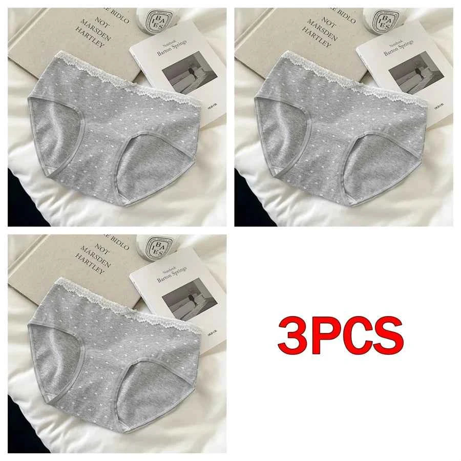 3 Pcs Set Autumn Lace Panties Set for Women - Floral Intimate Underwear - Trendy Patchwork Lace Briefs - Soft Lingerie for Females - Urban Heaven Co