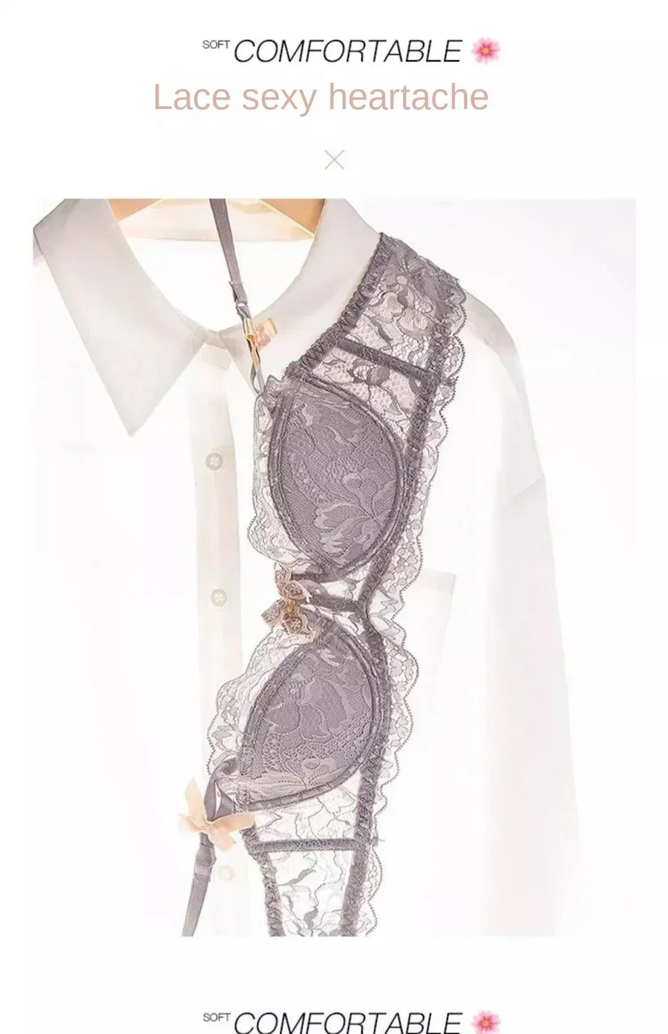 MOYISU French Romantic Lace Comfortable Breathable Sexy Tushy Slim Bra - Urban Heaven Co