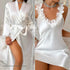 Sexy Female Twinset Robe Set Nightgown Silk Satin Female Sleepwear - Urban Heaven Co