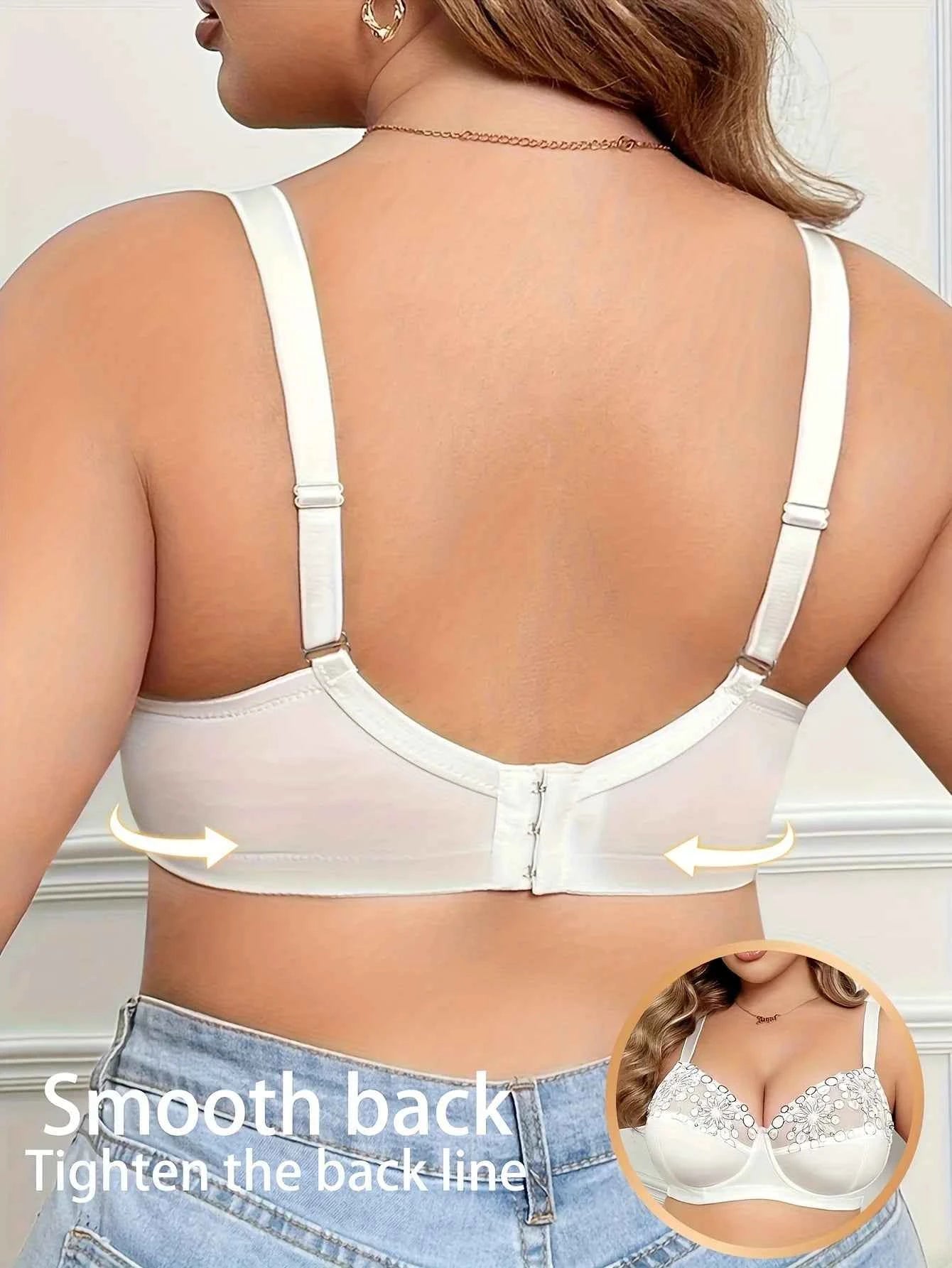 Lace Trim Thin Cup Underwire Semi Transparent Plus Size Bra for Women 85 90 95 100 105 110 C D E F - Urban Heaven Co