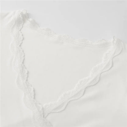 Imcute Wrap Top for Women Y2K Lace Trim Long Sleeve V Neck Workout Yoga Wrap Shirts Slim Fit Tie Front Coquette Tops - Urban Heaven Co