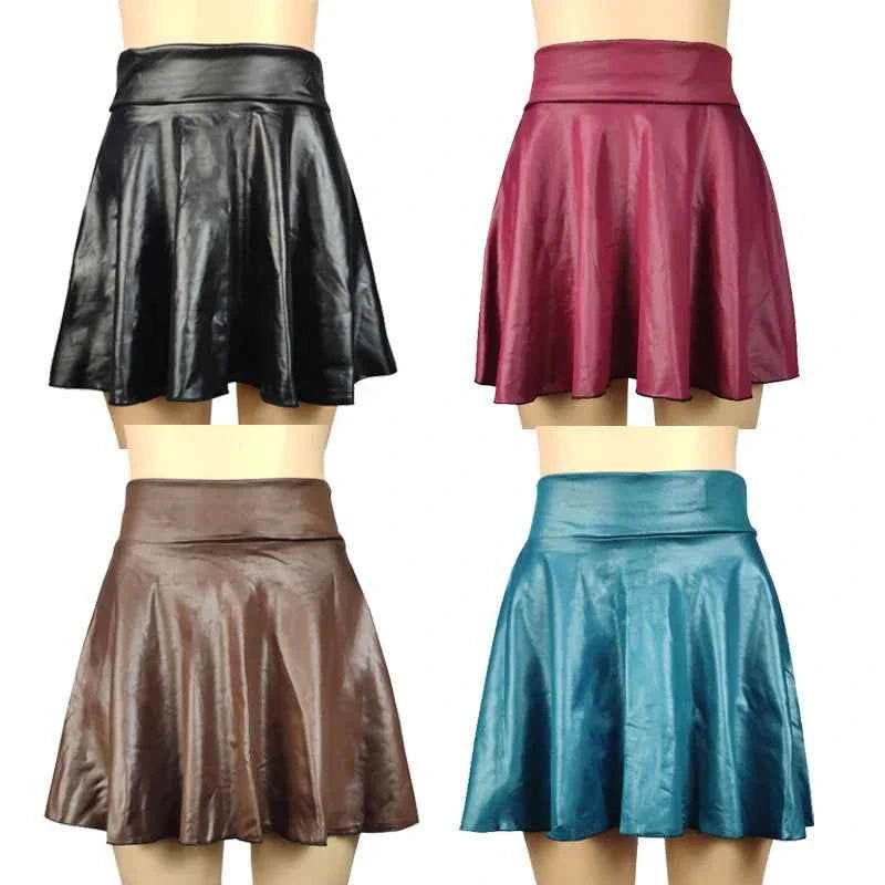 High Waist Faux Leather Textured Half Skirt For Women - Urban Heaven Co