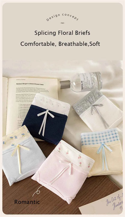 3 Pcs Set Autumn Lace Panties Set for Women - Floral Intimate Underwear - Trendy Patchwork Lace Briefs - Soft Lingerie for Females - Urban Heaven Co