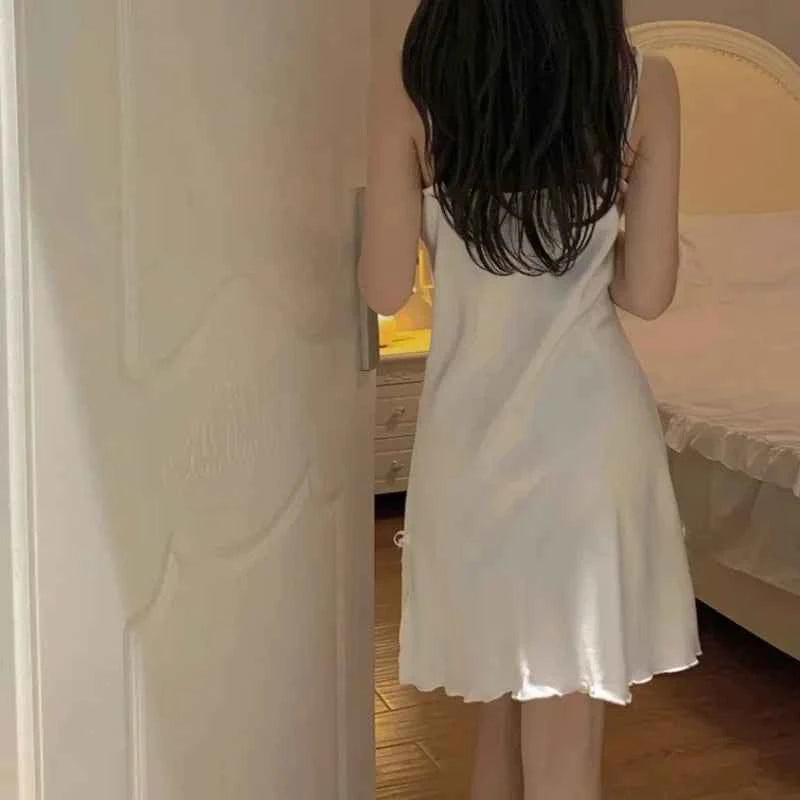 Sexy Lace V-neck Women Suspenders Nightdresses Sleepwear Female Sleeveless Nightwear Sleep Nightdress For Ladies - Urban Heaven Co