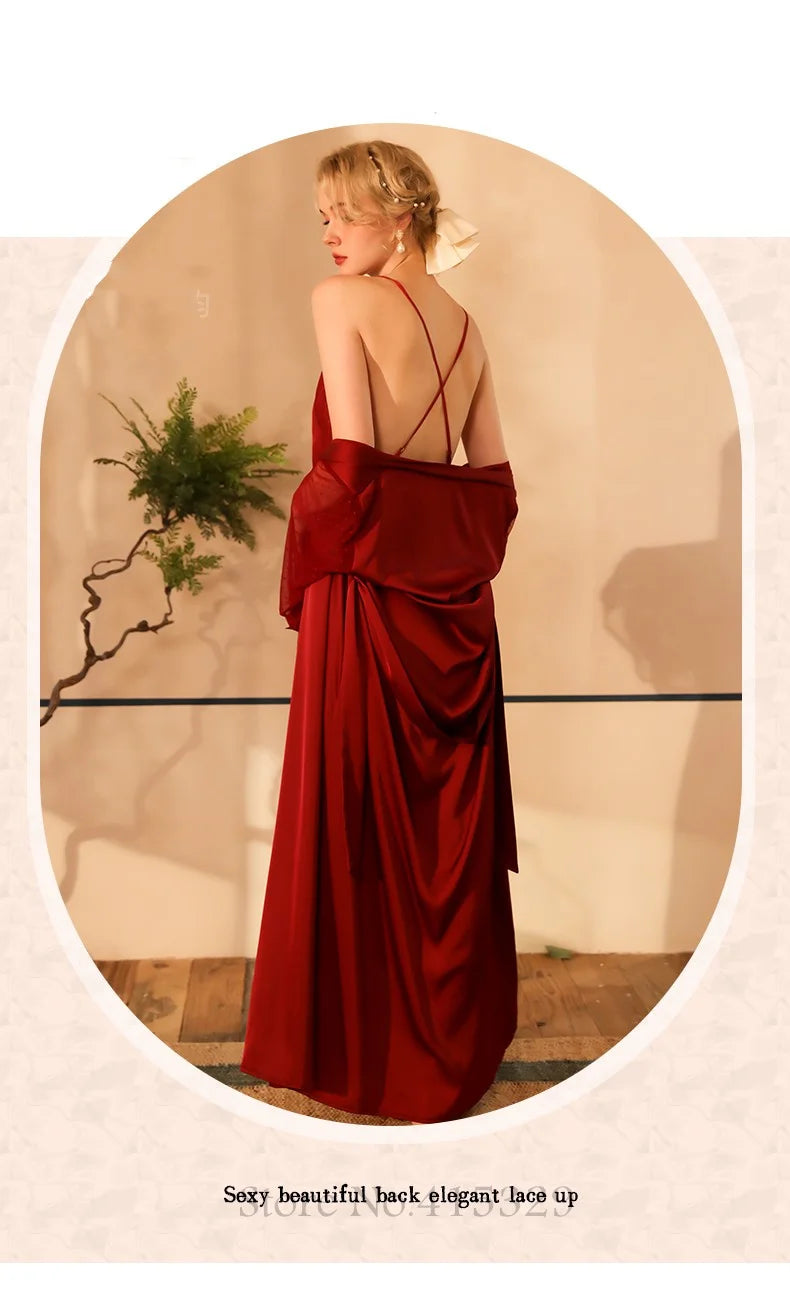 Wedding Bride Robe Set Women Bridal Lace Nightgown Long Kimono Bath Gown Intimate Lingerie - Urban Heaven Co