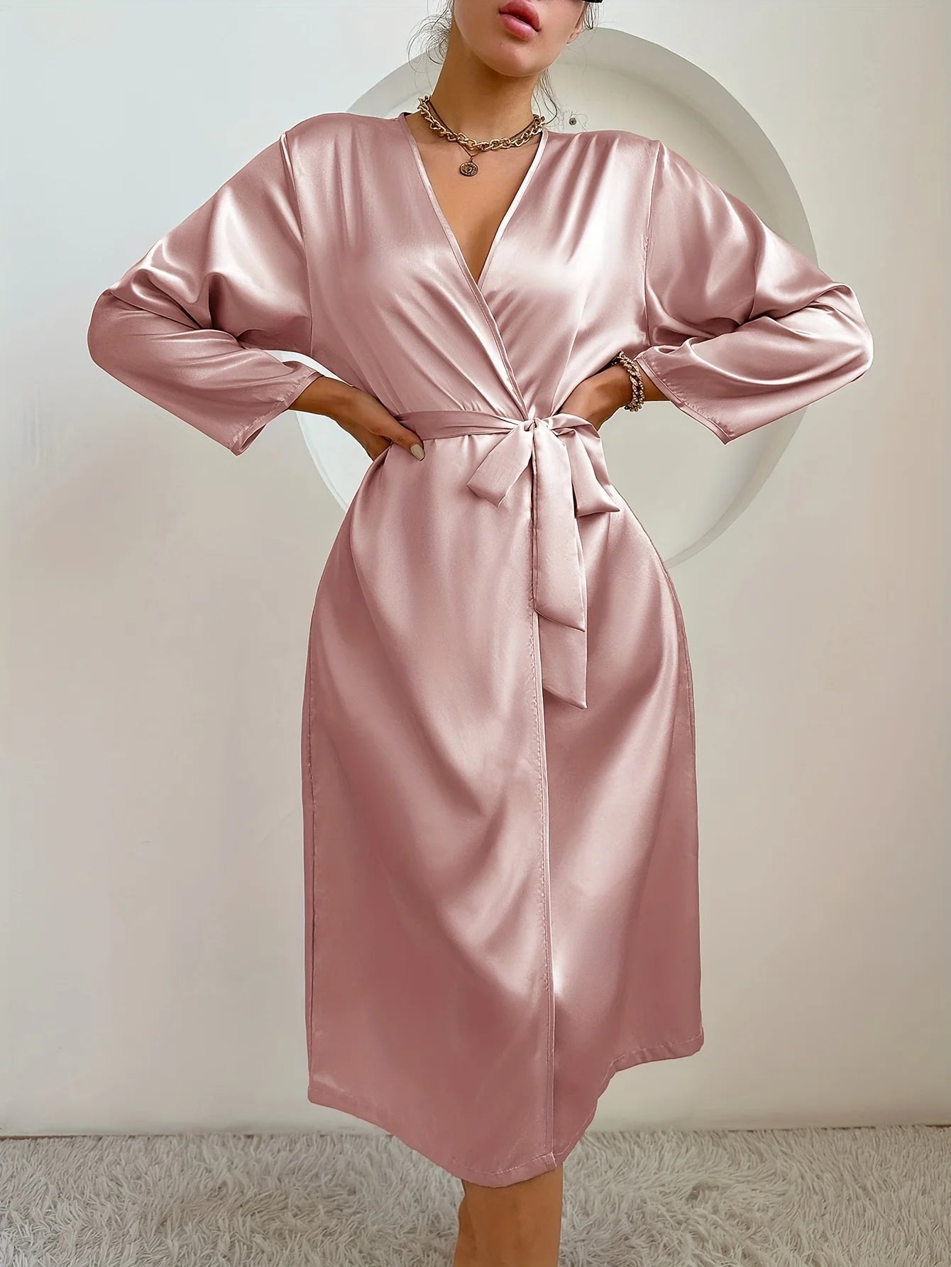 Womens Satin Robe - Elegant Belted Silky Comfort Bathrobe Loungewear - Urban Heaven Co