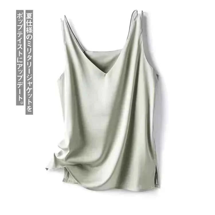 Sexy Strap Crop Top Women Halter V Neck Basic Cami Sleeveless Satin Silk Tube Tank Tops - Urban Heaven Co