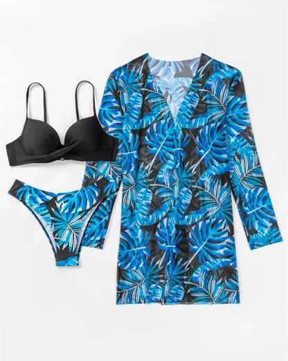 20 Colors Three Piece Bikinis Set Women Sexy Push Up Swimwear Swimsuit Plants. - Urban Heaven Co