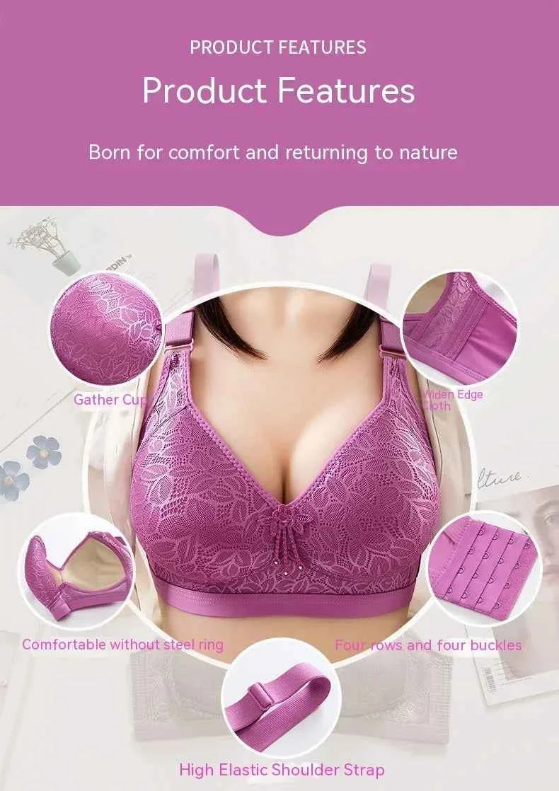 Comfortable Large Size Breathable Underwear with Adjustable Thin Section No Steel Ring Bra for Side Collection and Gathering - Urban Heaven Co