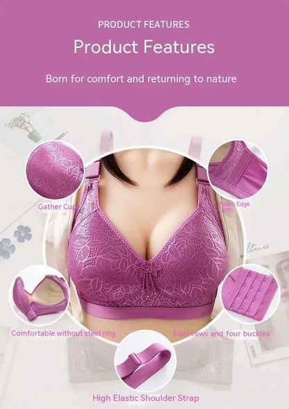 Comfortable Large Size Breathable Underwear with Adjustable Thin Section No Steel Ring Bra for Side Collection and Gathering - Urban Heaven Co