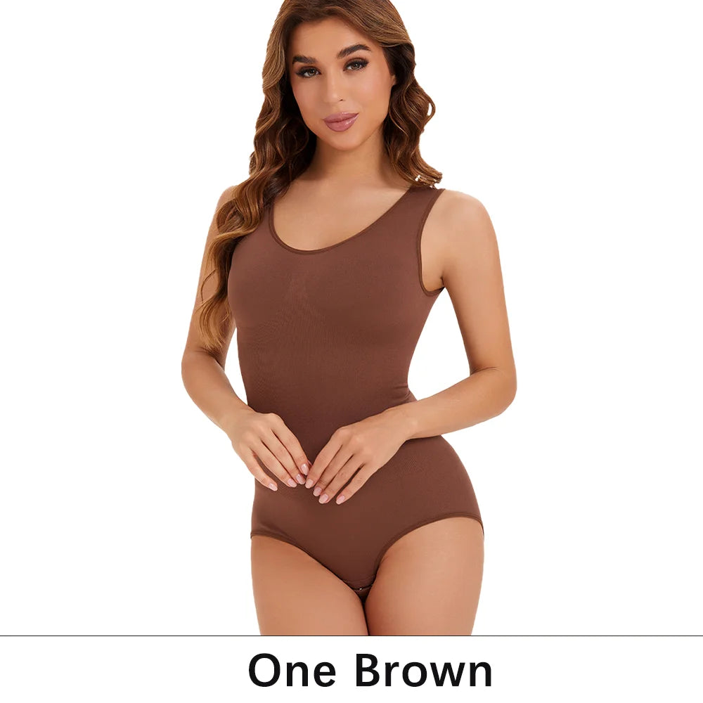 POKARLA Slimming Bodysuit Shapewear Corset for Tummy Control - Black & Brown Body Shaper Underwear - Urban Heaven Co