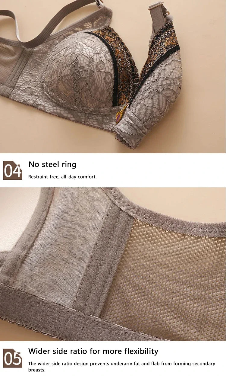 Women Adjustable Lace Bra V-neck Non Steel Ring Anti Sagging Comfortable Sexy Lingerie - Urban Heaven Co