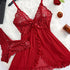 Suspender Suit Summer Ultra-thin Sexy Lace Nightgown Thong Set Women&