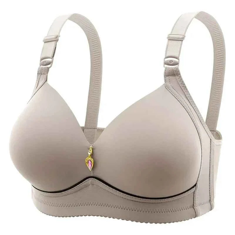 Mom Brassiere Breathable Non-Magnetic Bra for Obese Women - Thin Cup Glossy Wireless Gathered Ladies Underwear - Urban Heaven Co
