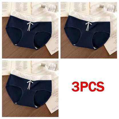 3 Pcs Set Autumn Lace Panties Set for Women - Floral Intimate Underwear - Trendy Patchwork Lace Briefs - Soft Lingerie for Females - Urban Heaven Co