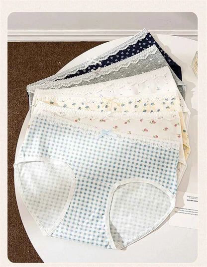 3 Pcs Set Autumn Lace Panties Set for Women - Floral Intimate Underwear - Trendy Patchwork Lace Briefs - Soft Lingerie for Females - Urban Heaven Co